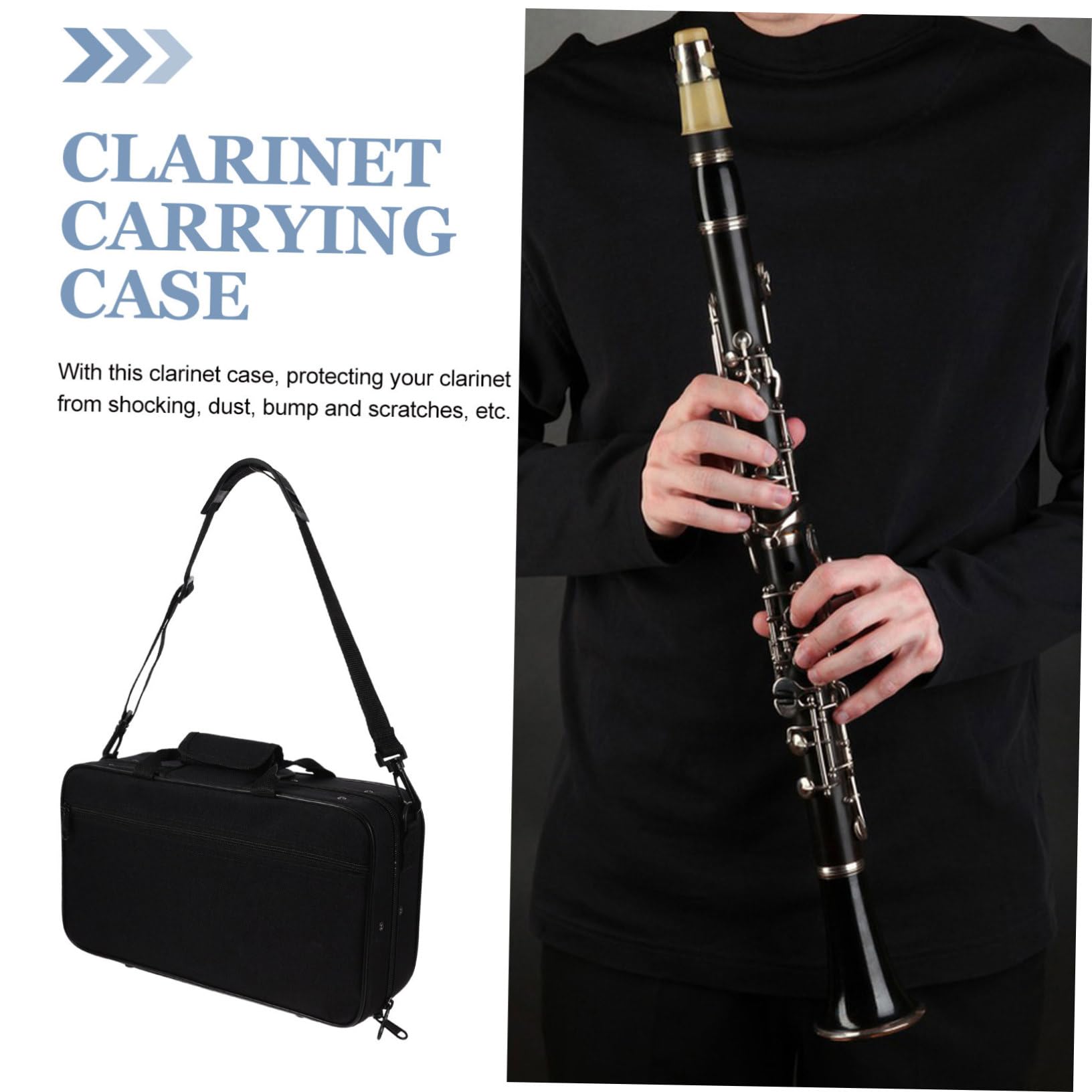 TOYANDONA Estuche Resistente Portátil Oxford de Clarinete para Negro Tela Asas, Compacto y Proteger durante Viajes y Almacenamiento