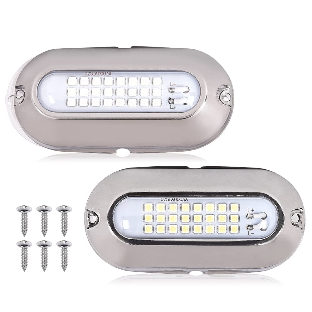 GRAND ORANGE LED Bright White Housing Marine Boat Light Pontoon Boat Docking Light 12V White&Blue Lighting 2 Pack LED Bright White Light