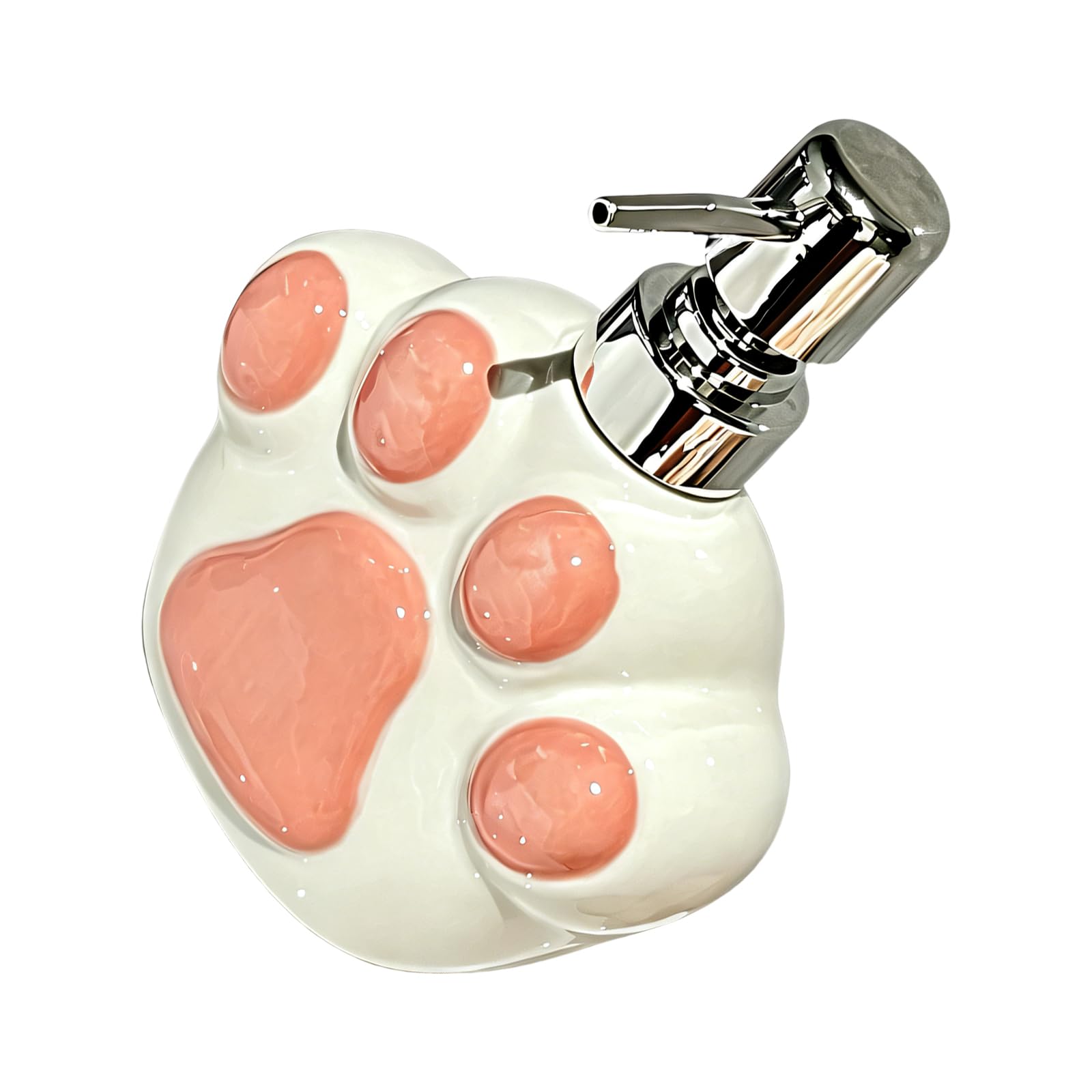 Qusinfc Charm Ceramic Paws Soap Dispenser Refillable Liquid Soap Lotion Container Bottle for Bathroom Countertop Decoration Ceramic Dispenser