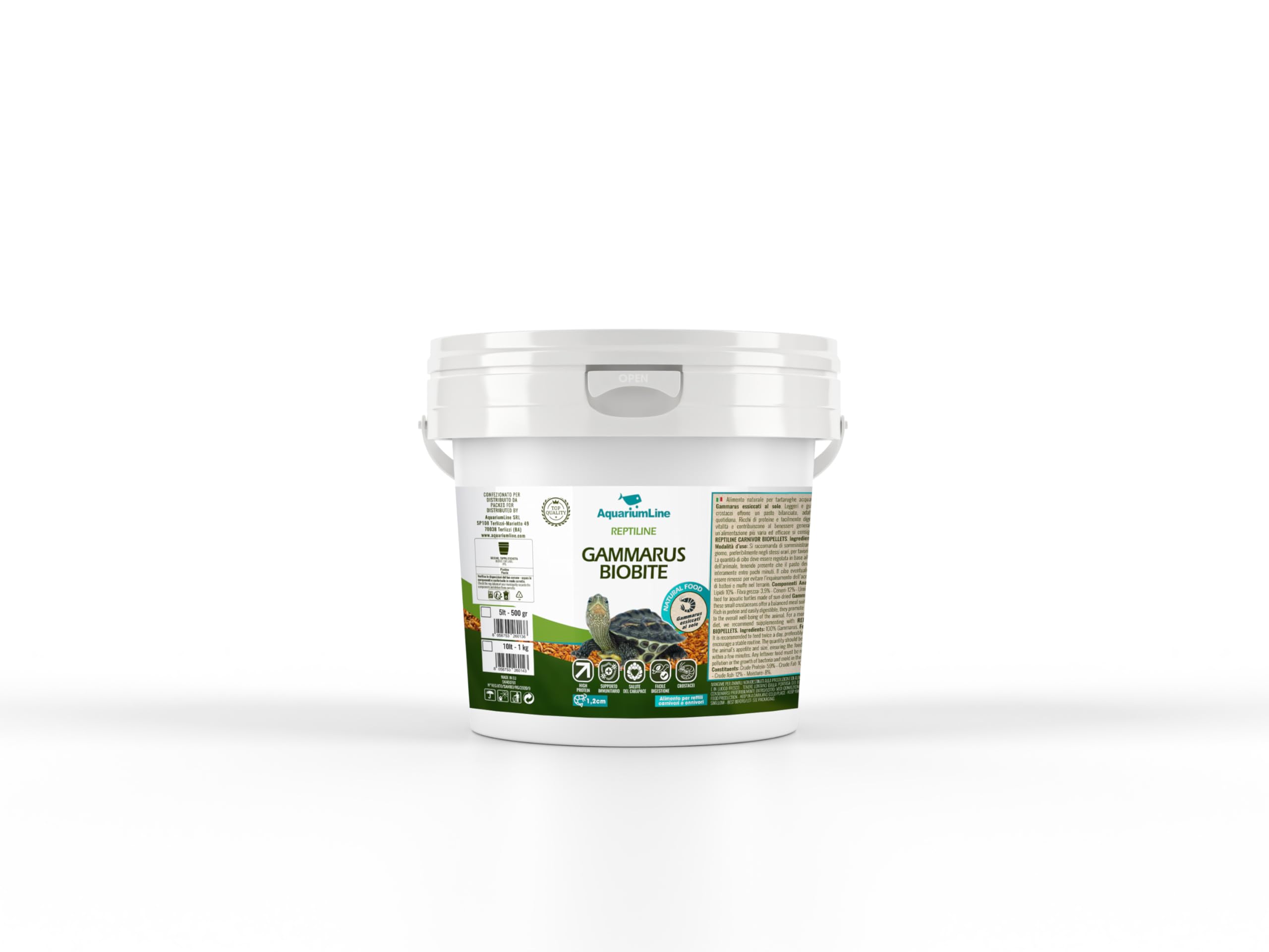 AquariumLine Gammarus BioBite – Mangime Naturale per Tartarughe Acquatiche, Pesci e Rettili – 100% Gammarus Essiccato – Fonte di Proteine e Calcio (10L/1KG)