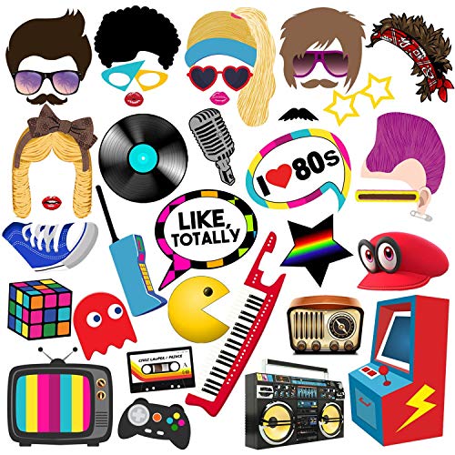 BizoeRade, divertidos accesorios de fotos de fiesta de cumpleaños con palos de madera, suministros creativos de decoración de fiesta (38 piezas)