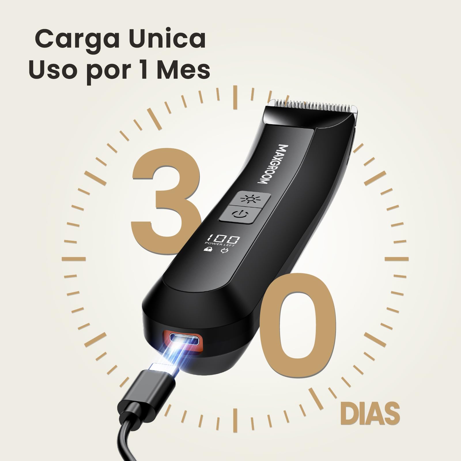 MAXGROOM Afeitadora Corporal Masculina 3 en 1, Depiladora Recargable con Luz LED Precisa, 100% Impermeable, Ideal para Barba, Axilas, Pecho, Piernas y Zonas Íntimas, Incluye Cortapelos Nasal, Negro