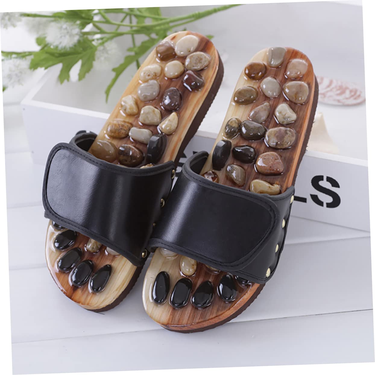 Akupunktur Schuhe mit Rutschfester Sohle Fußmassage Slipper aus Gewebe und Eva zur Entspannung und Besseren Durchblutung in Größe 39 Unisex für Damen und Herren