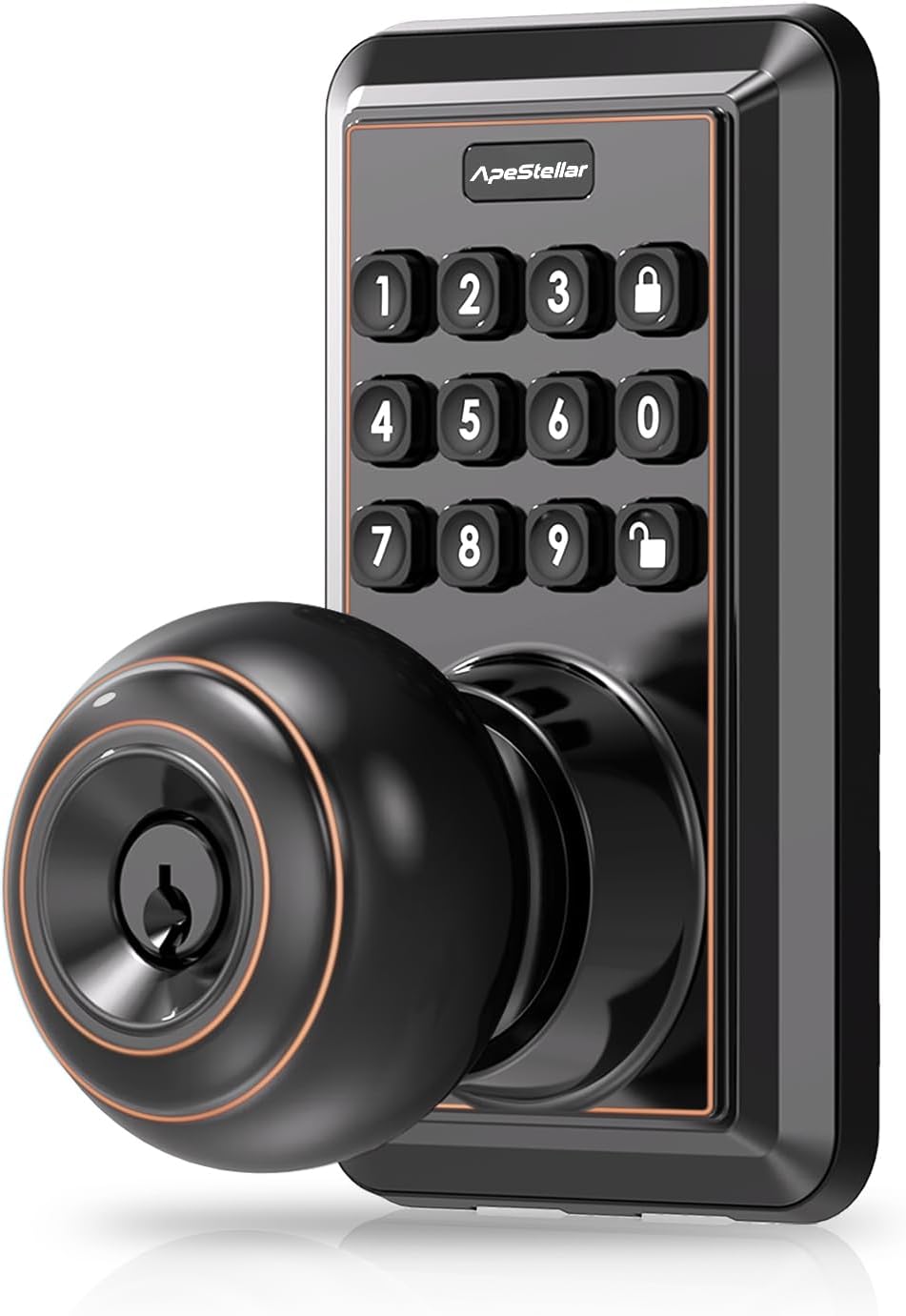 Keyless Entry Door Lock-Keypad Door Lock with Handle-Door Knob with Keypad-Electronic Digital Smart Locks-Auto Lock-Easy Installation-Oil Rubbed Bronze Keyless Entry Door Lock-Keypad Door Lock with Handle-Door Knob with Keypad-Electronic Digital Smart Locks-Auto Lock-Easy Installation-Oil Rubbed Bronze