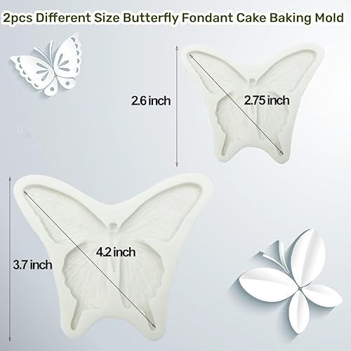 Miniatura 5 de Moldes de silicona de mariposa, 2 piezas de mini moldes de mariposa para hornear pasteles de chocolate, dulces, cupcakes, decoración de pasteles,