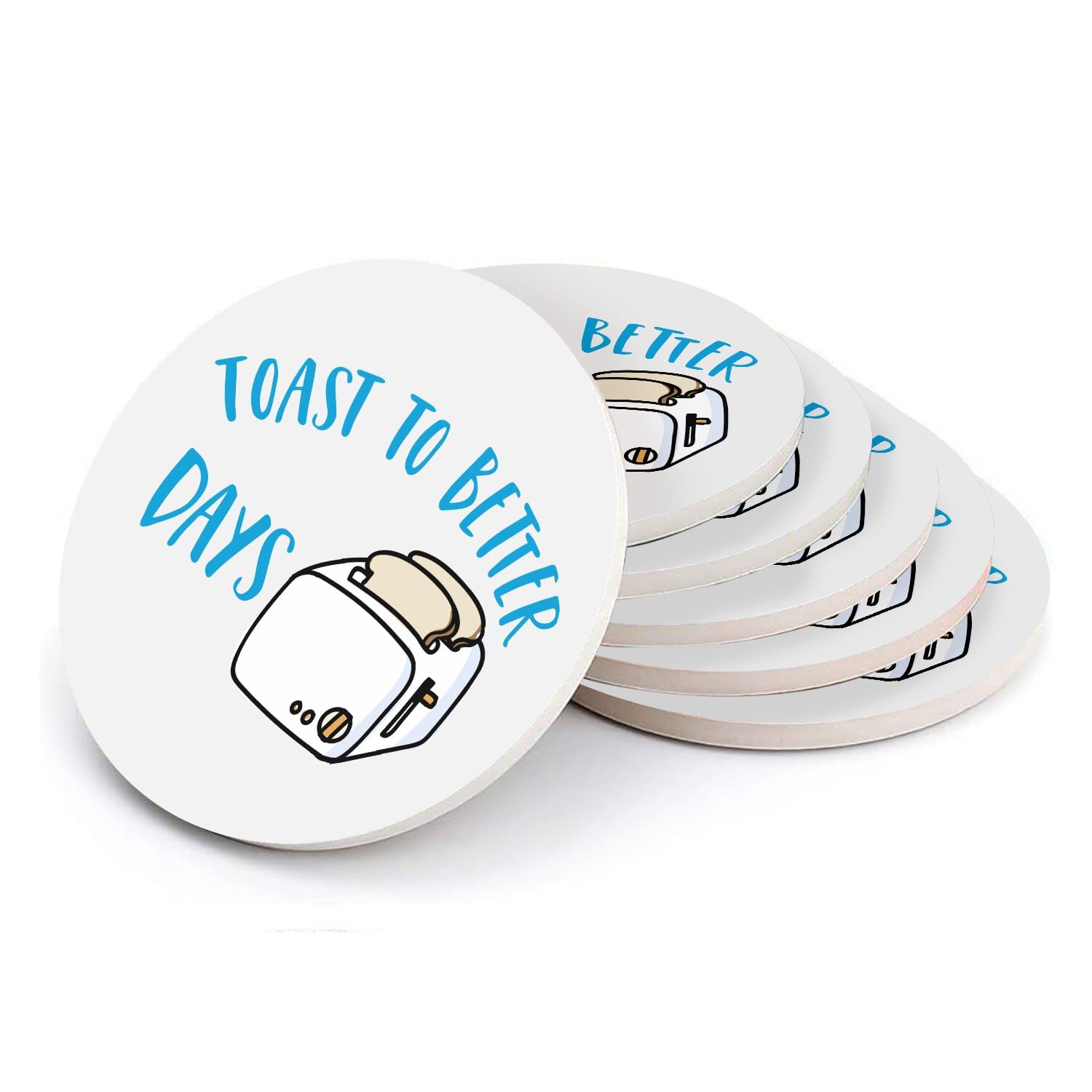 Sous-verre céramique ronds Toast to Better Days - Lot de 6 dessous de verre petit déjeuner
