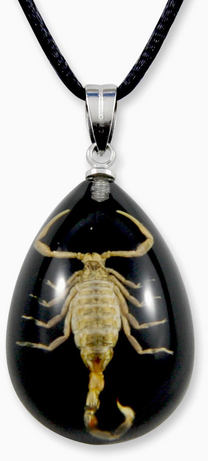 REALBUG Gold Scorpion Necklace, Black, Small