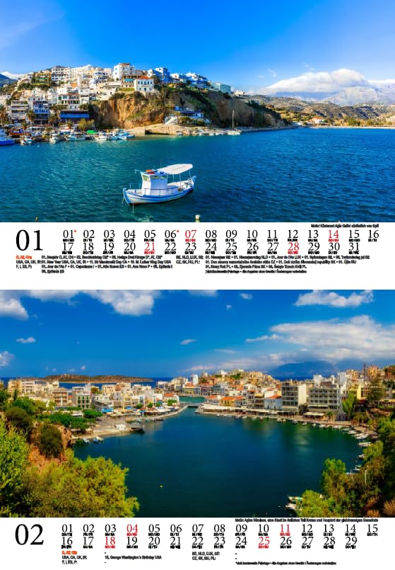 Travel Magic Crete DIN A5 Wall Calendar for 2024 Heraklion Greece Holiday Beach Sea Travel Seelenzauber, multicoloured - Image 2