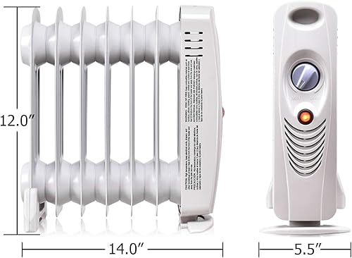 Miniatura 5 de Tangkula Calentador de espacio portátil de 700 W, radiador lleno de aceite con termostato ajustable, protección contra sobrecalentamiento,