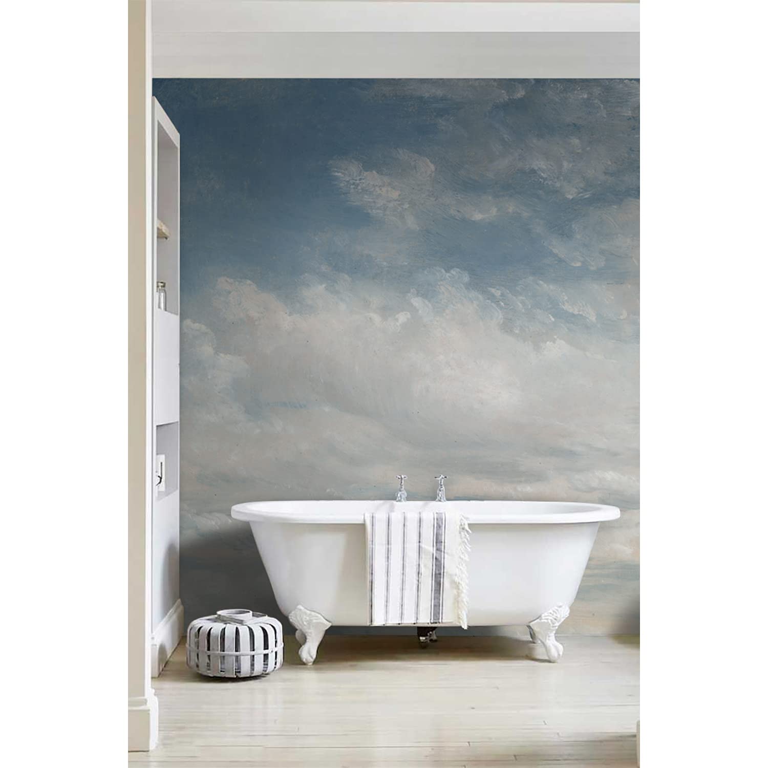 Papier peint meuble vintage ciel nuageux 250x250 cm stickers muraux auto-adhésifs