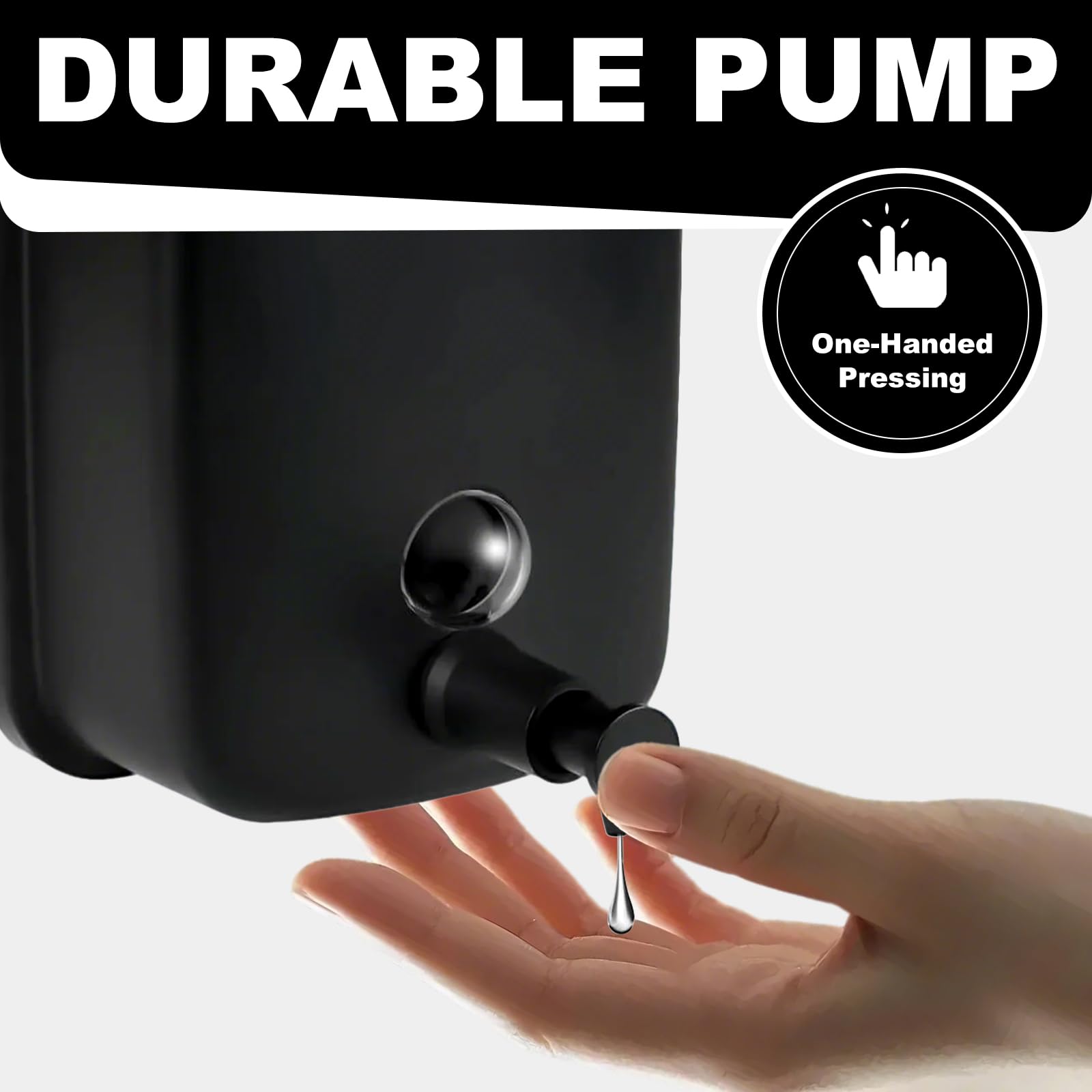 interhasa! Commerical Dispenser di sapone da parete Dispenser di sapone per le mani in acciaio inossidabile Dispenser di liquidi per cucina e bagno nero 800 ml