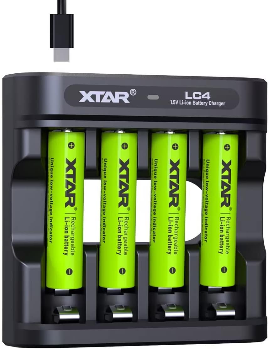XTAR 4Pack AA AAA Lithium Rechargeable Batteries with LC4 USB Charger