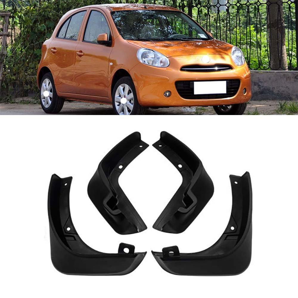 RJQXZXGQ Car Mud Flaps, for 2010-2013 Nissan Micra March K13 Front & Rear Car Mud Flaps, Splashproof Tough Auto Splash Guards Fenders
