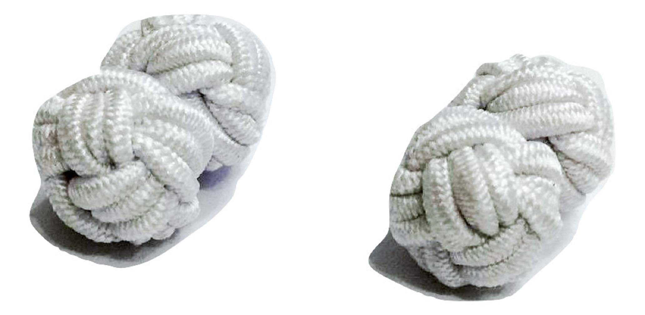 L&L® Men's Premium Plain Knitted Knot Cufflinks Wedding Casual Business Suit (White)