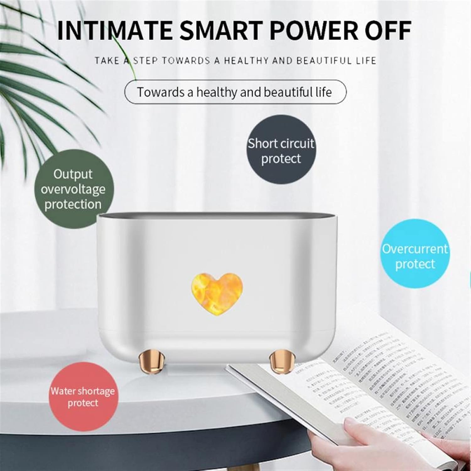 Essential Oil Diffuser Simulation Flame Air Humidifier Home Office Aroma Air Freshener Fragrance Sooth Sleep Atomizer Mist Humidifier (Color : White) (White)