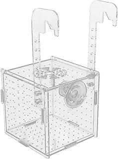 3.93 x 3.93 x 3.93 in Fish Separation Breeder Box Acrylic Transparent Fish Tank Breeding Isolation Box Aquarium Hatchery Incubator with Suction Cups for Shrimp Guppy Clownfish Small Fish