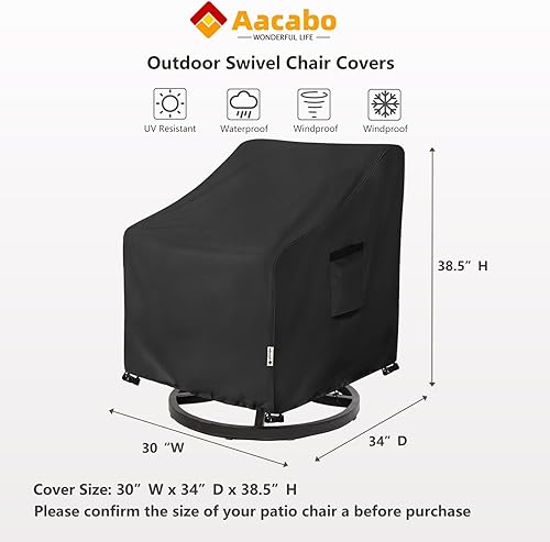 Vista 18 de Paquete de 2 fundas giratorias para sillas de salón al aire libre, impermeables, 100% fundas para sillas de patio al aire libre, 33 pulgadas