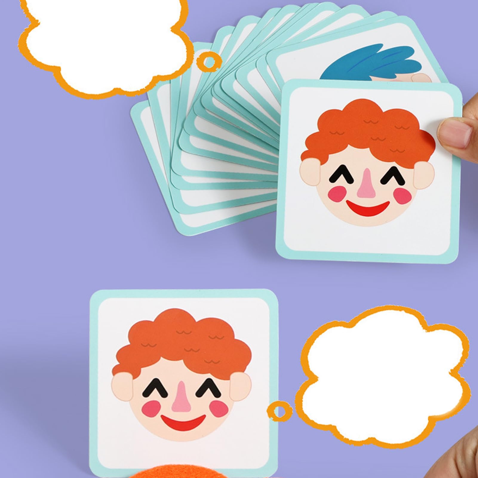 Giocattolo Dei Bambini Con Viso Ed Espressioni In Feltro,Gioco Educativo Divertente Con Carte Flash - Giocattolo Per L'Espressione Emotiva,Per Natale Asilo Compleanno Scuola Eventi Famiglia