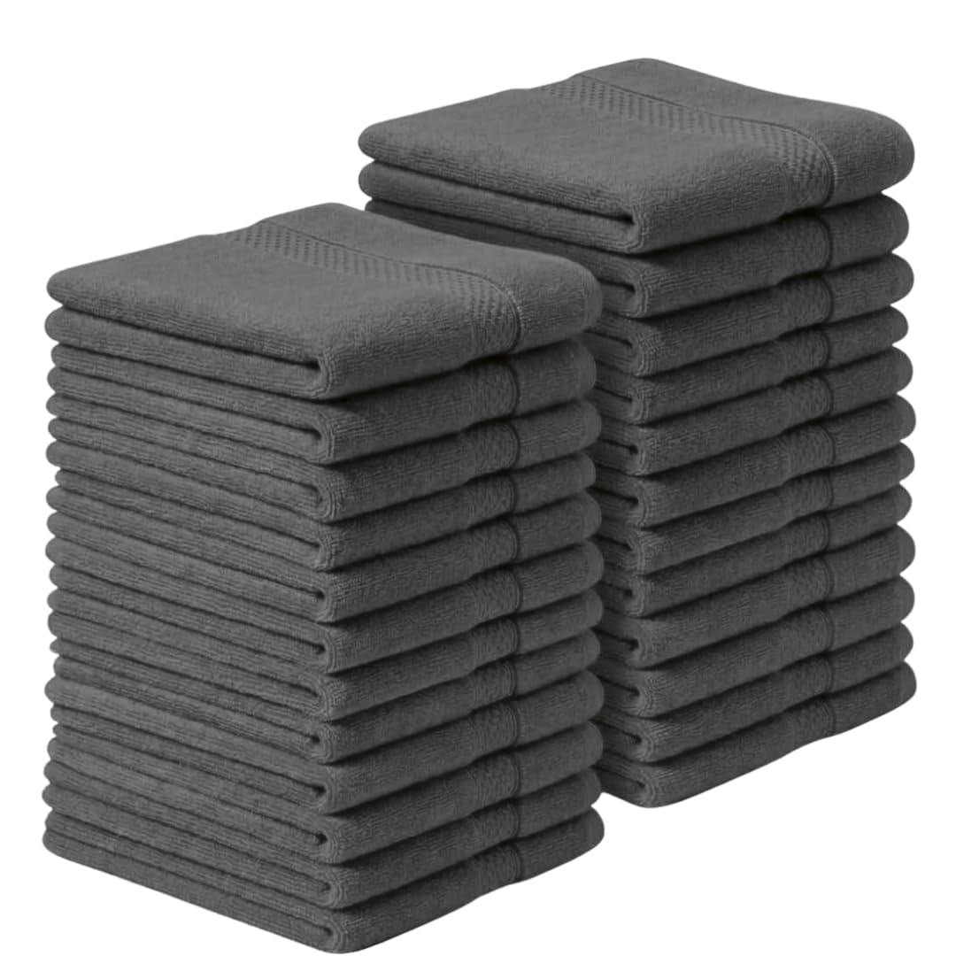 Diamond Tex Premium flannels/Washcloths 100% Cotton face cloth (30x30 cm 600 GSM) โ Soft Flannel Face cloth, (Blue Lagoon, Pack of 2,4,6,8,12,24,36,48) (4, Charcoal Grey)