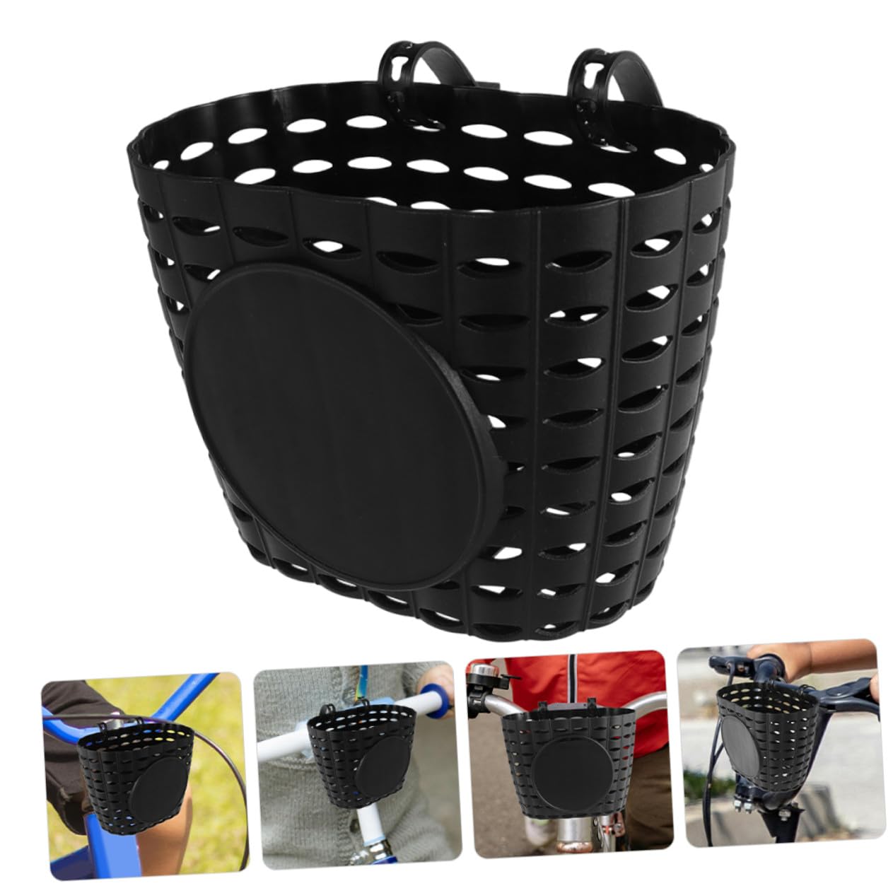 Cesta De Bicicleta para Niños Desmontable De Plástico Grueso Negro con Fuerte Capacidad De Carga para Bicicletas Infantiles Almacenamiento Escolar y Transporte
