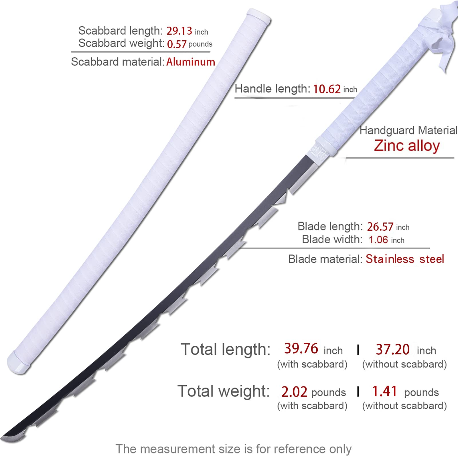 ziqing Anime Cosplay Sword,Handmade Katana?Steel Sword remgoku Sword/zenitsu Sword (Hashibira Inosuke)