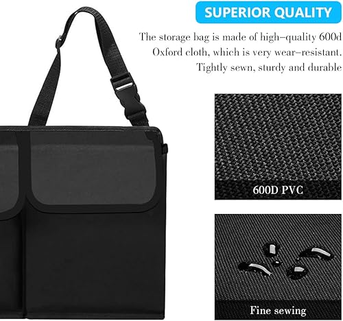 Miniatura 3 de Organizador de maletero de automóvil, plegable de gran capacidad, bolsa de almacenamiento colgante para asiento trasero con correa ajustable y 4