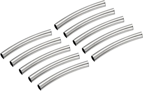 Miniatura 9 de uxcell Cuentas de tubo curvo de latón, 0.118 in x 1.575 in, cuentas espaciadoras brillantes de 0.102 in de diámetro interior para proyectos de