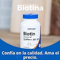 Vista 5 de Suplemento Nutricost Biotin (Vitamina B7) 0.00035 oz, 240 cápsulas, 1 botella, 1