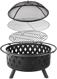Outdoor Fire Large Bonfire Wood Burning Patio Grill Firepit for Outside Grill CharSmokeless Grill with Spark Screen Poker and Fireplace Cover