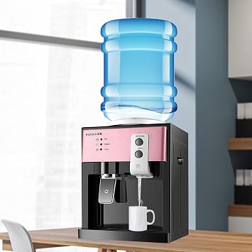Countertop Hot and Cold Water Cooler Dispense,75W-550W Electric Small Cooler Dispenser,5 Gallon Freestanding Top Loading Desktop Water Dispenser for Home Office Coffee Tea Bar Dorm,Rose Gold
