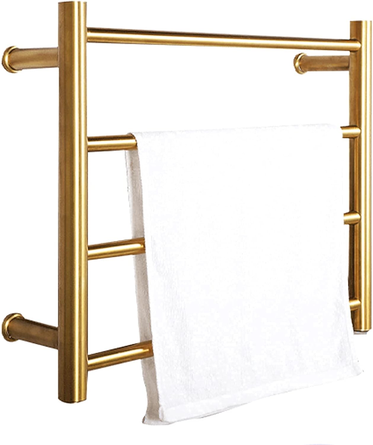 Intelligent Electric Heated Towel Drying Rack, Luxurious Gold Wall Mounted Electric Towel Rail, 4 Bars 304 Stainless Steel Clothes Towel Warmer for Bathroom,Hard WiredTowel (Hard Wired