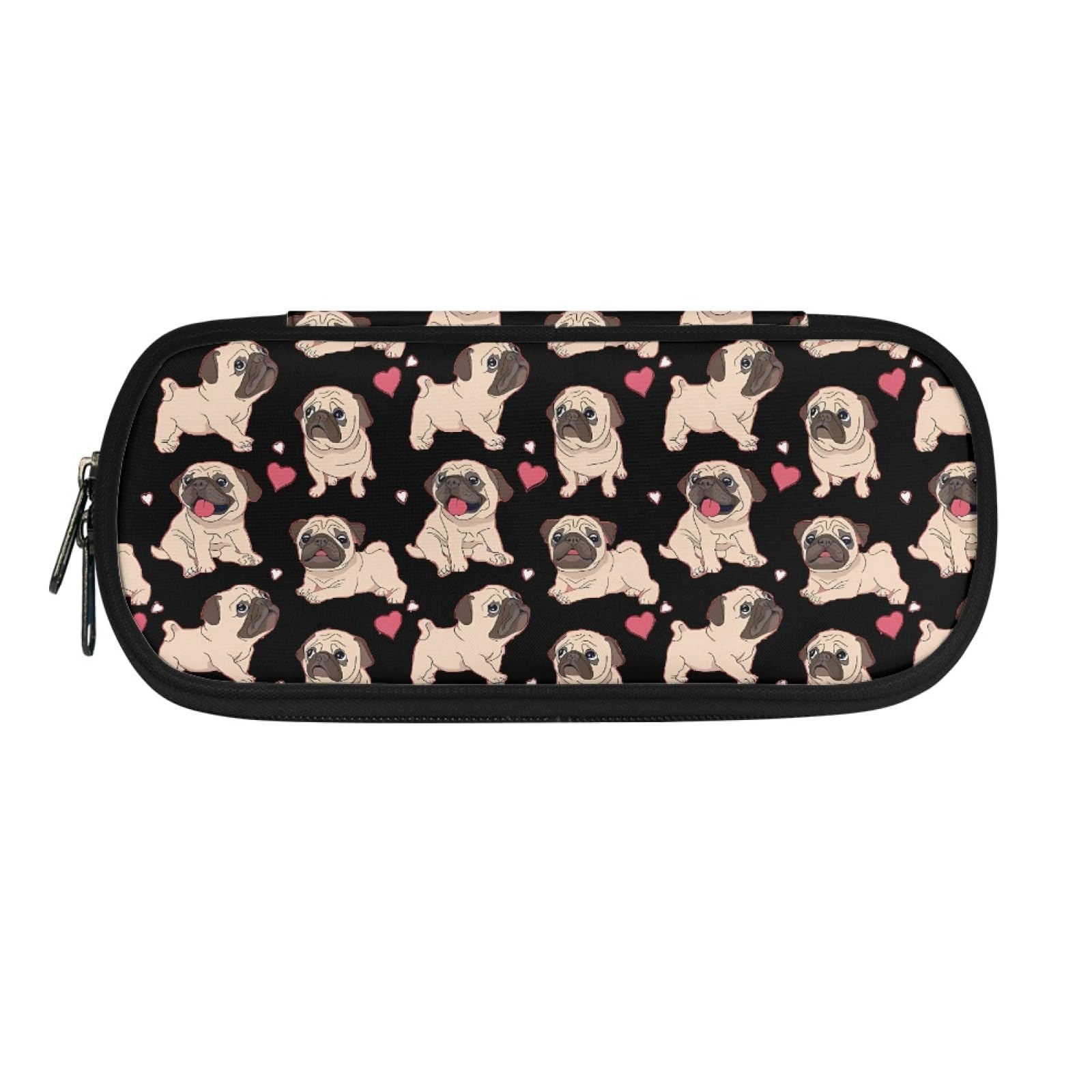 TOADDMOS Pug Dog Heart Print Pencil Bag Big Capacity Boys Girls Pen Case Stationery Organizer Card Coin Holder with Zipper โ image 1