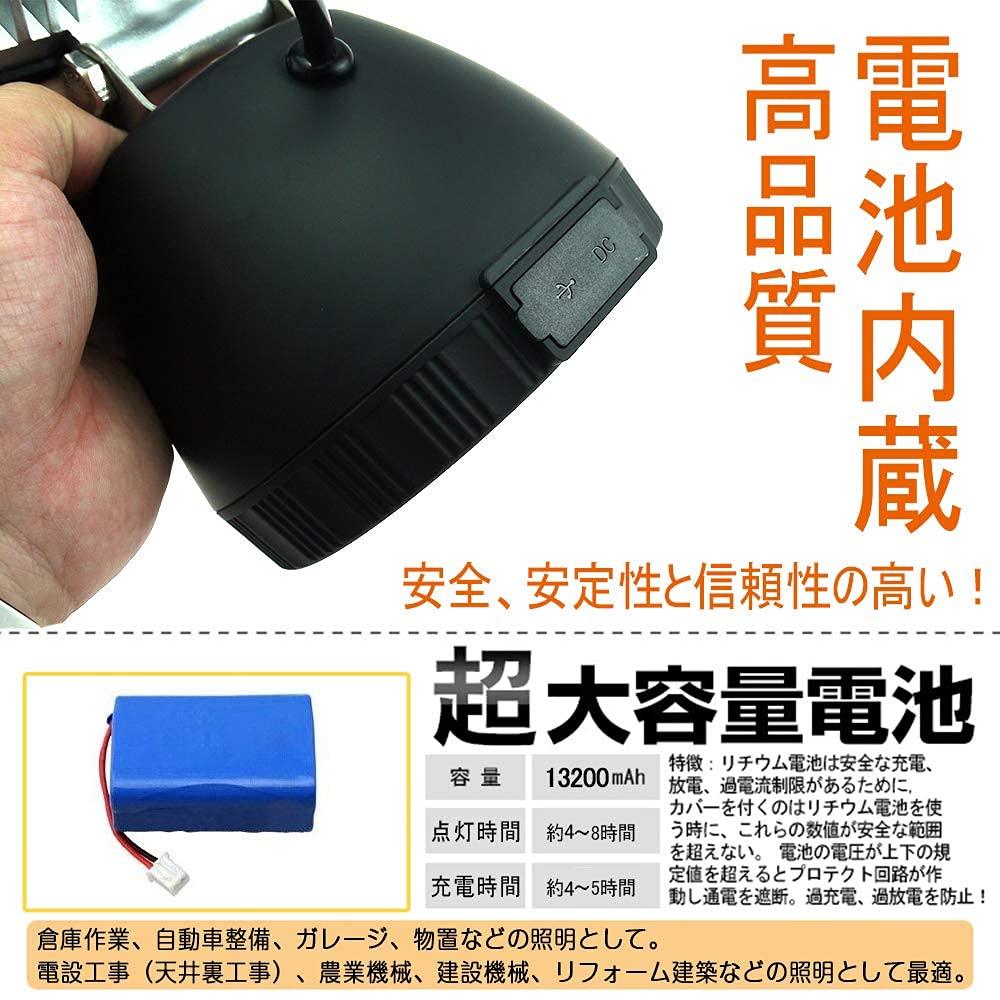 Amazon.co.jp: グッド・グッズ 48W LED 充電式 投光器 5280lm 作業灯