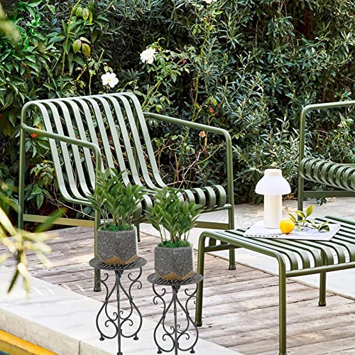 Nakupe Metal Plant Stands 2 Pack, Modern Single Plant Pedestal 17" Tall Heavy Duty Flower Pot Holder For Indoor, Outdoor, Patio, Balcony, Living Room, Garden, Black #TOP6