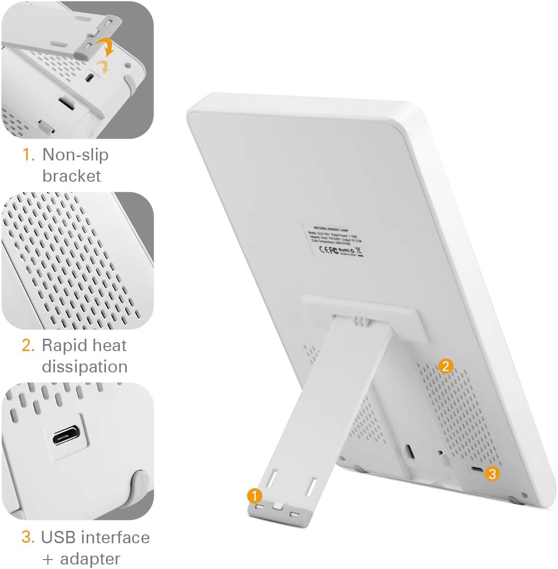 Light Therapy Lamp, 10000 Lux/UV-Free Full Spectrum Light, Adjustable Brightness Light and Three Different Color, Sunlight Lamp for Office/Sleep/Breakfast/Winter.