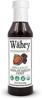 Wäbry Organic Chocolate Hazelnut Syrup – 15.5oz (439g), Natural Chocolate Syrup for Pancakes and Waffles, Drinks and Ice cream, Vegan Mocha Syrup for Coffee, Non-GMO & Dye-Free – BPA Free Bottle