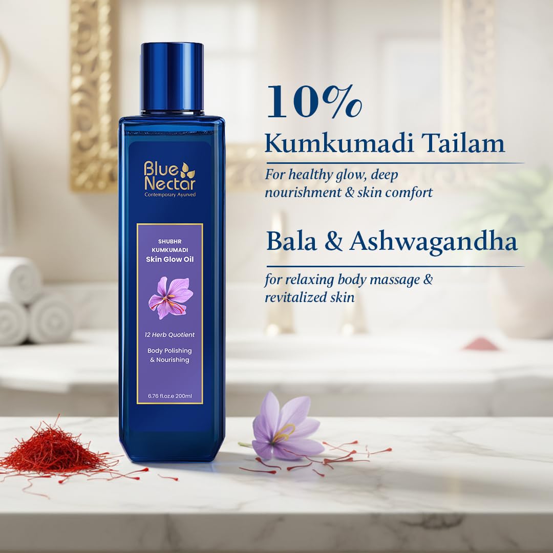 Blue Nectar Kumkumadi Körperöl für strahlende Haut | Ayurvedisches