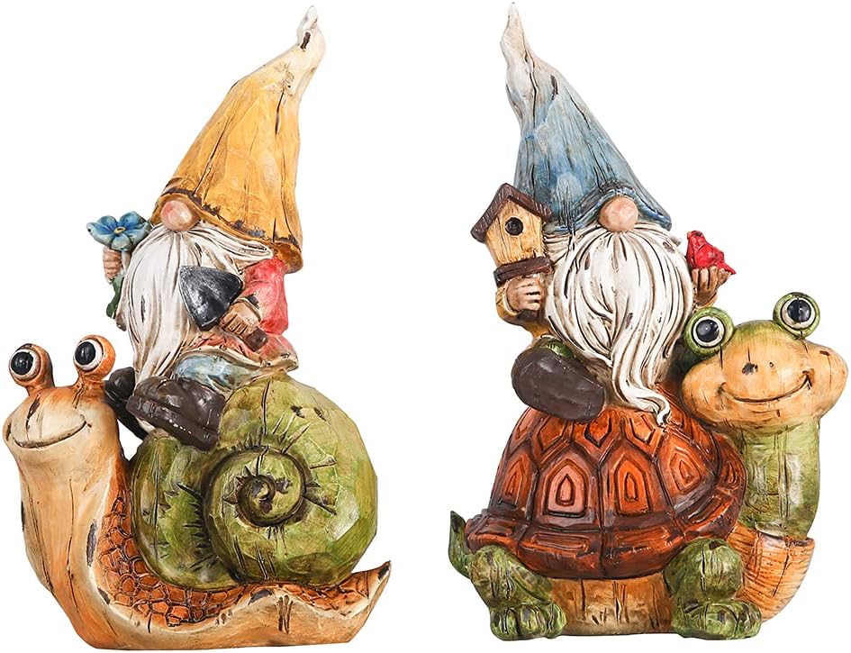 Bukezudang Gartenzwerge Set 2-tlg. - Wetterfeste Harz Figuren Für Garten Deko