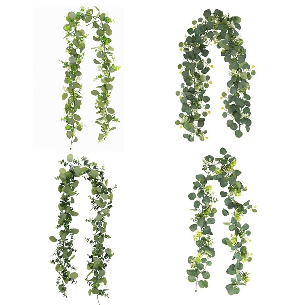 Künstliche Eukalyptus-Girlande, 2 Stück, 0,8 m, künstliche grüne Rebe für Hochzeit, Party, Heimdekoration, Wanddekoration