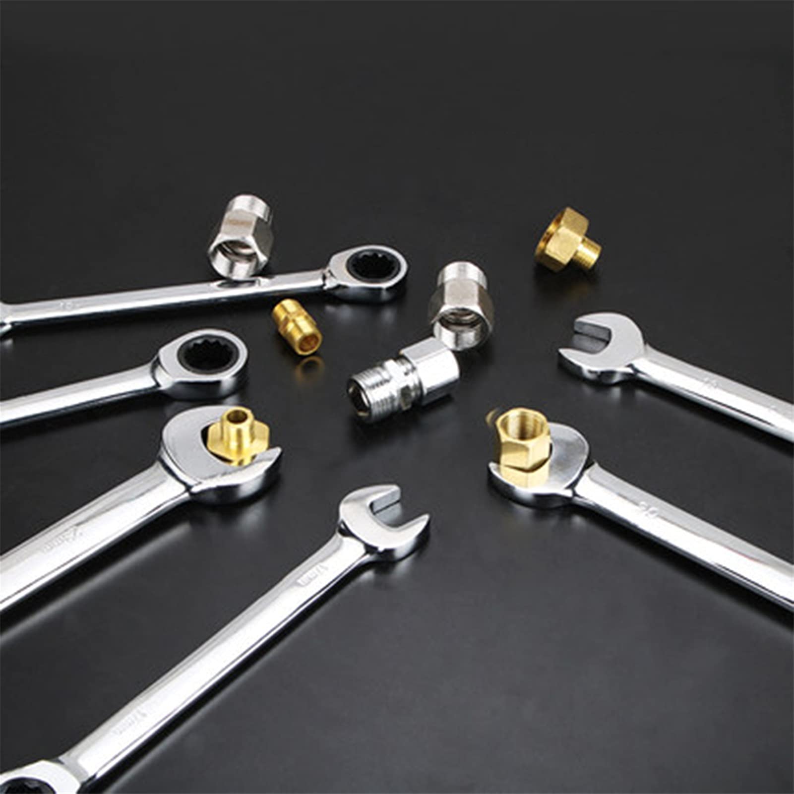 Llave Ajustable, Llave De Tubo, Juego De Llaves, Juego De Llaves De Tubo, Llave De Trinquete, Juego De Llaves De Trinquete Herramientas Clave De Cabeza Fija De Acero Cromado Llave De Tubo Universal (C