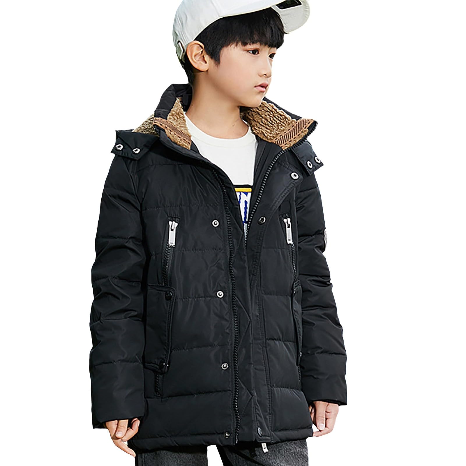 OBiQuzz Chaqueta de invierno para niña: chaqueta de forro polar larga abrigo de invierno cálido sudadera con forro polar chaqueta con capucha resistente al viento chaqueta de color sólido para