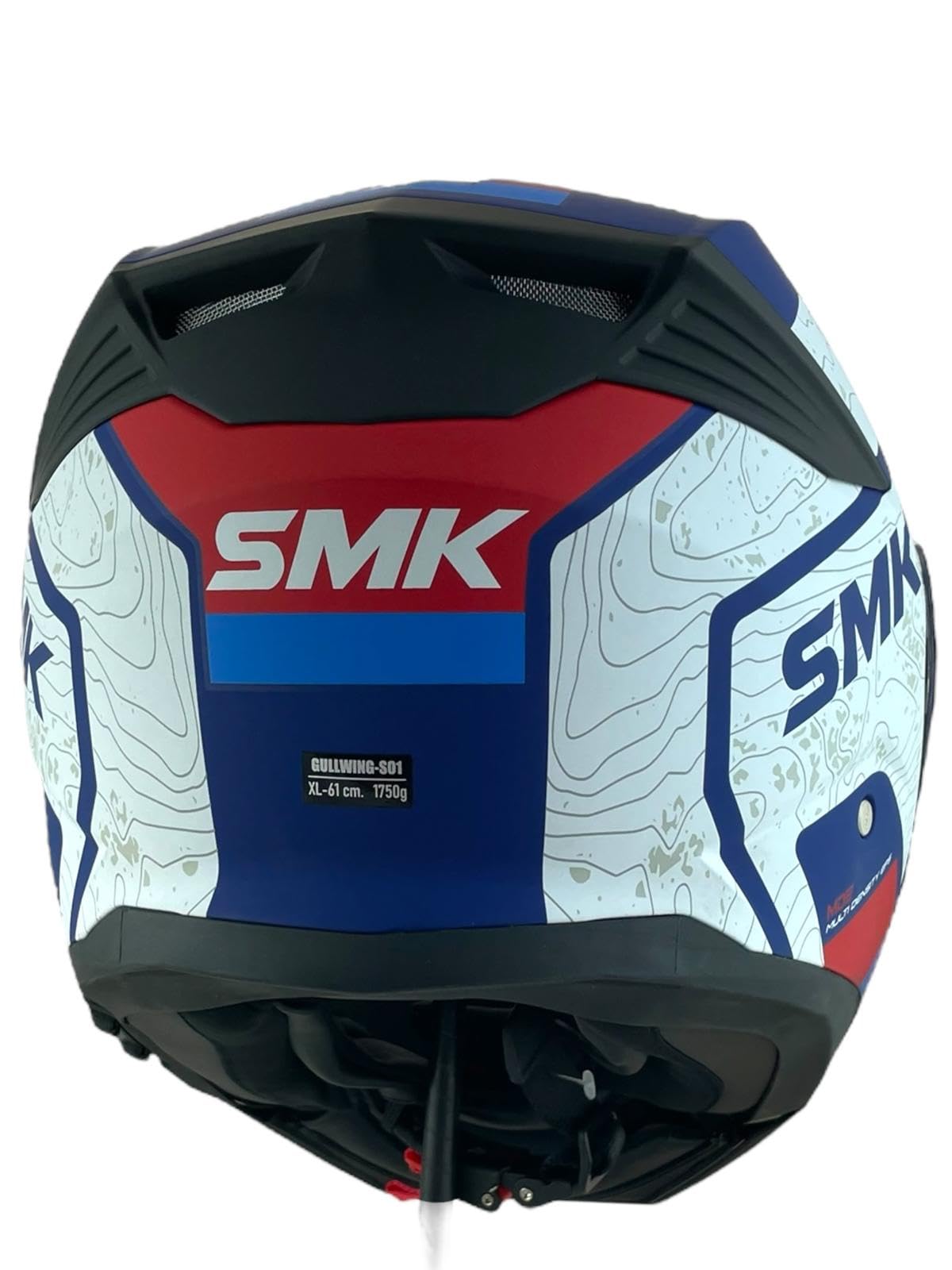 Casco modulare GULLWING Navigator bianco blu e rosso omologato 22.06 con doppia visiera P/J (4XL 67/68)