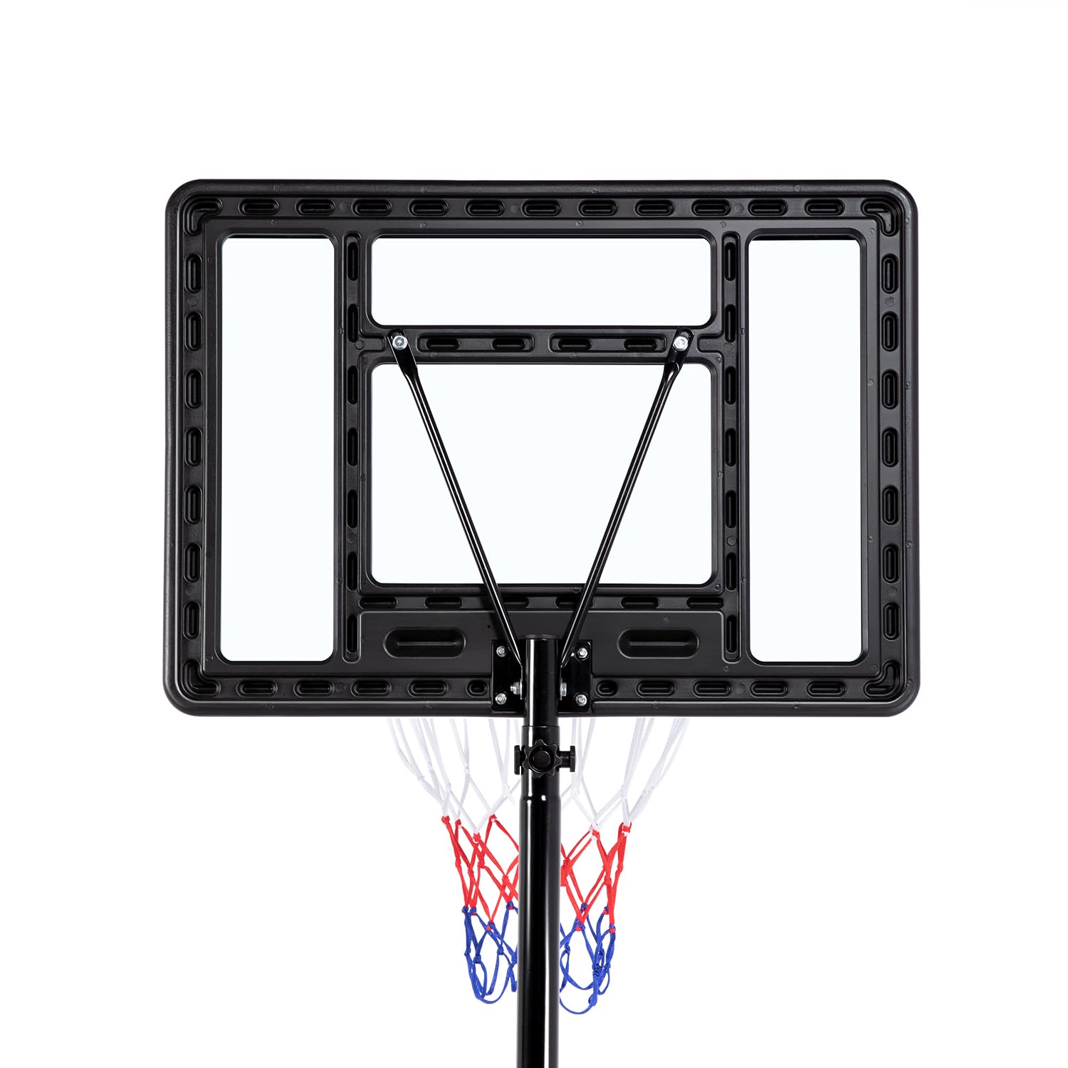 Yaheetech Basketballkorb mit Rollen Basketballständer Basketballanlage Standfuß mit Wasser oder Sand Höheverstellbar 219 bis 279 cm, Schwarz, Nylon