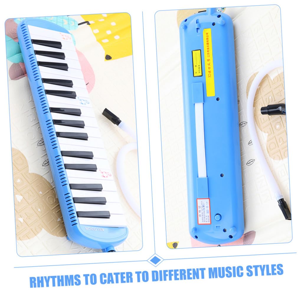 Melodica 32 Tasti per Principianti con Tubo e Bocchino | Strumento a Fiato in Plastica, Design Blu Bianco D119, Adatta a Festa e Performance