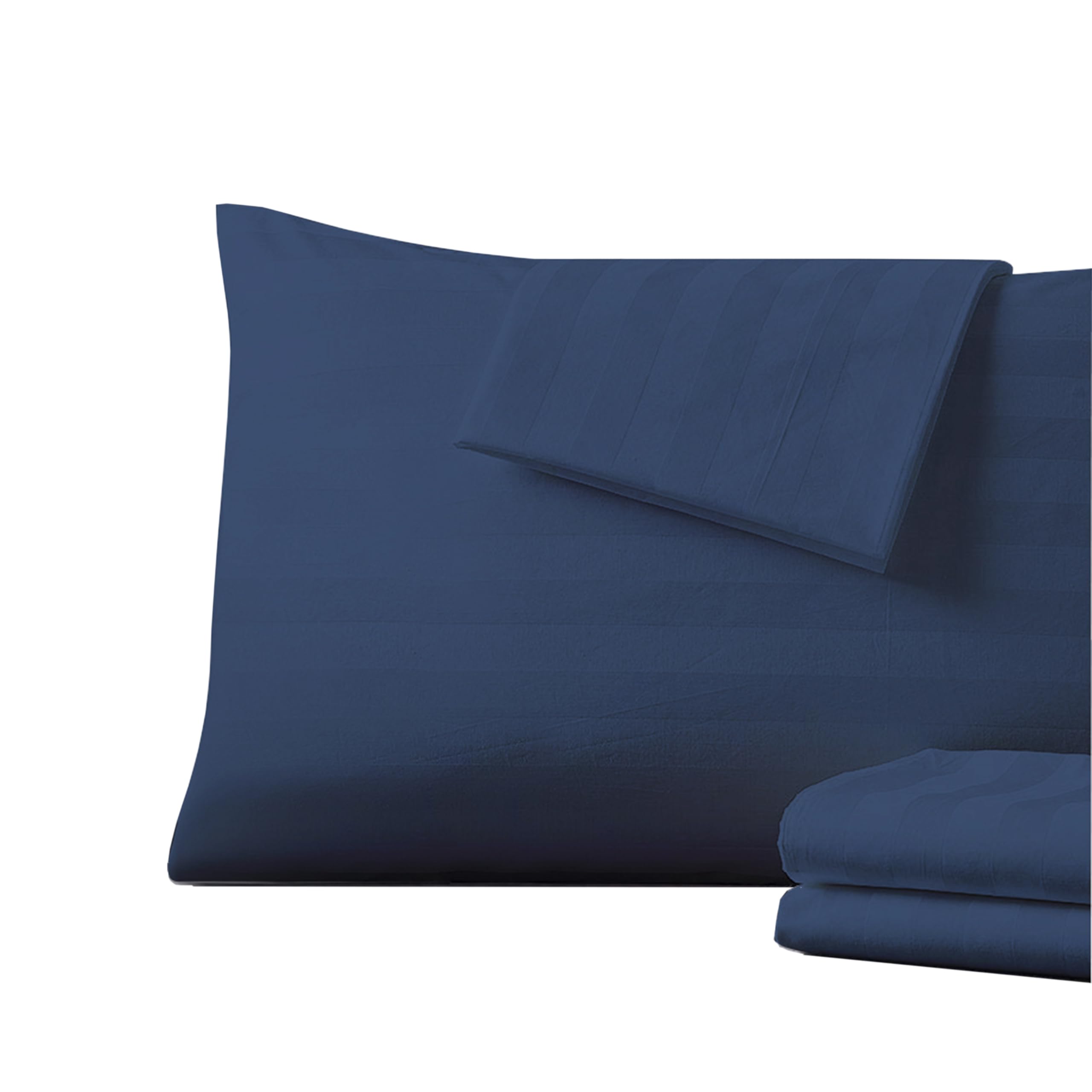 Set di 4 federe copricuscino in 100% cotone egiziano, tessuto in rasatello a 400 fili, con cerniera nascosta, traspiranti, non rumorose, facili da pulire, set da 4 pezzi (blu navy a righe)