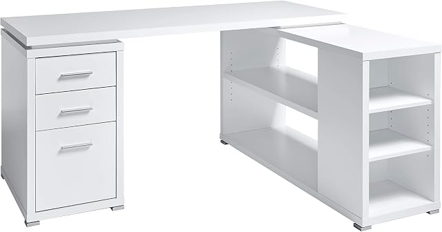 Amazon Brand - Movian Rouen 3-Drawer Corner Desk with 5-Storage Compartments, 152.4 x 120 x 75.3cm, White