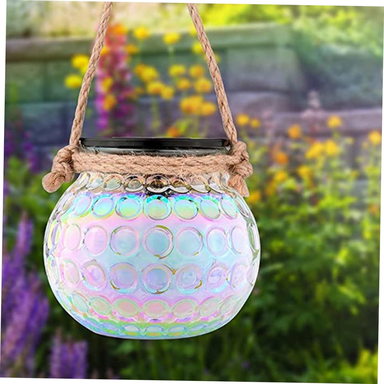2pcs Elegant Solar Jar Light Hanging Design Outdoor Garden Decor Rechargeable Lantern