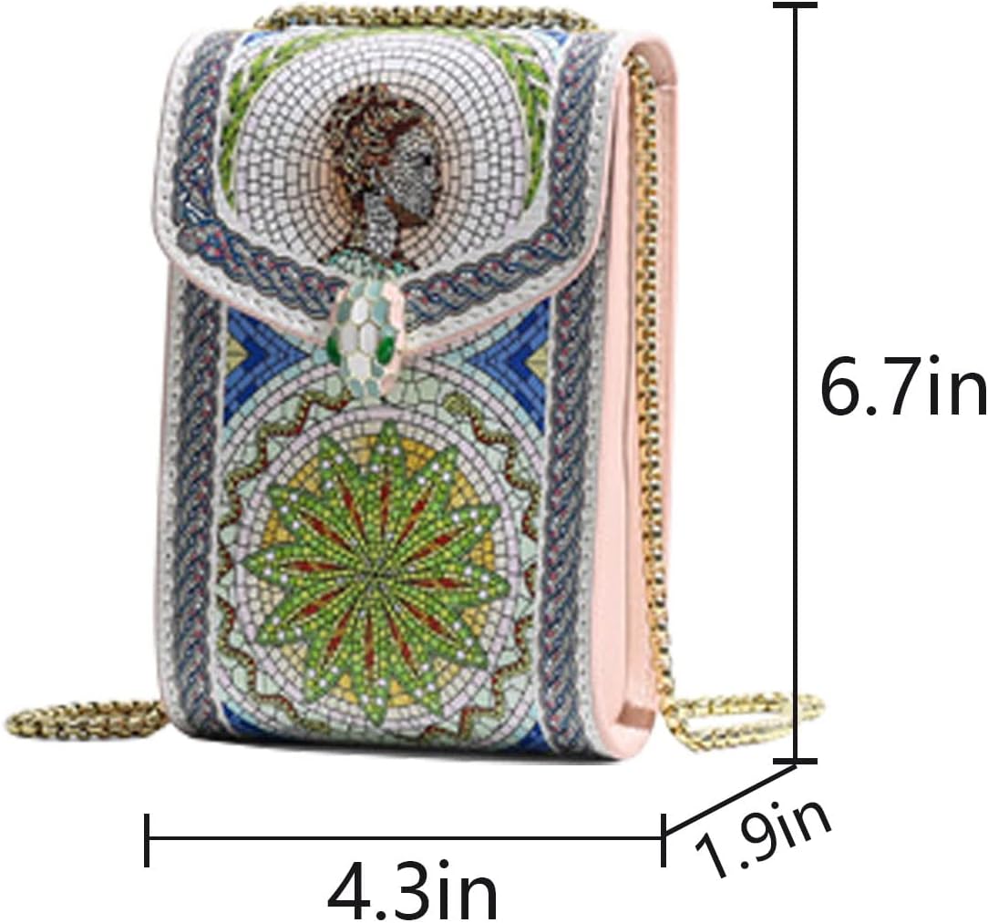 Cell phone female crossbody bag ancient Roman style bag multicolor purse women's most suitable smartphone gift for girls - Image 3