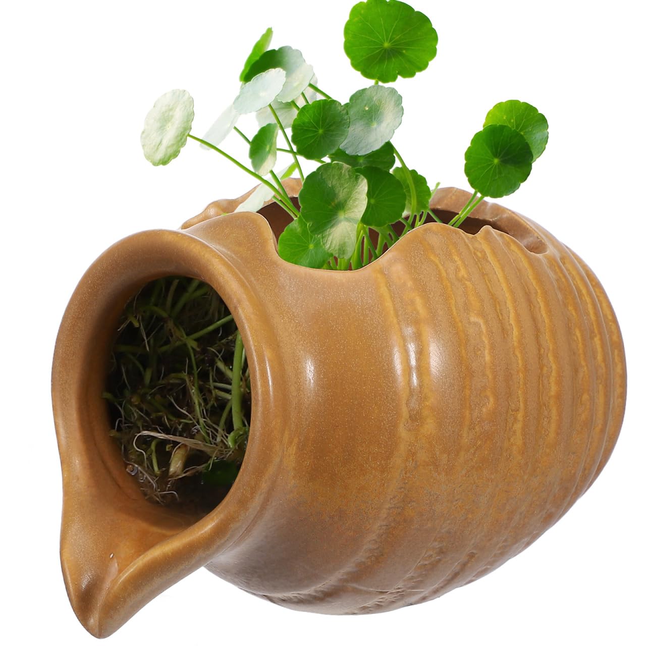 Didiseaon Ceramic Hydroponic Fountain Jar: Hydroponic Circulating Water Feature Outdoor Planter Water Flow Feature for Garden Patio Balcony Indoor Outdoor Decor