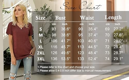 Womens Tops Loose Fitting V-Neck T Shirts Summer Short Sleeve Plain T-Shirts 2023 White 2Xl #TOP4